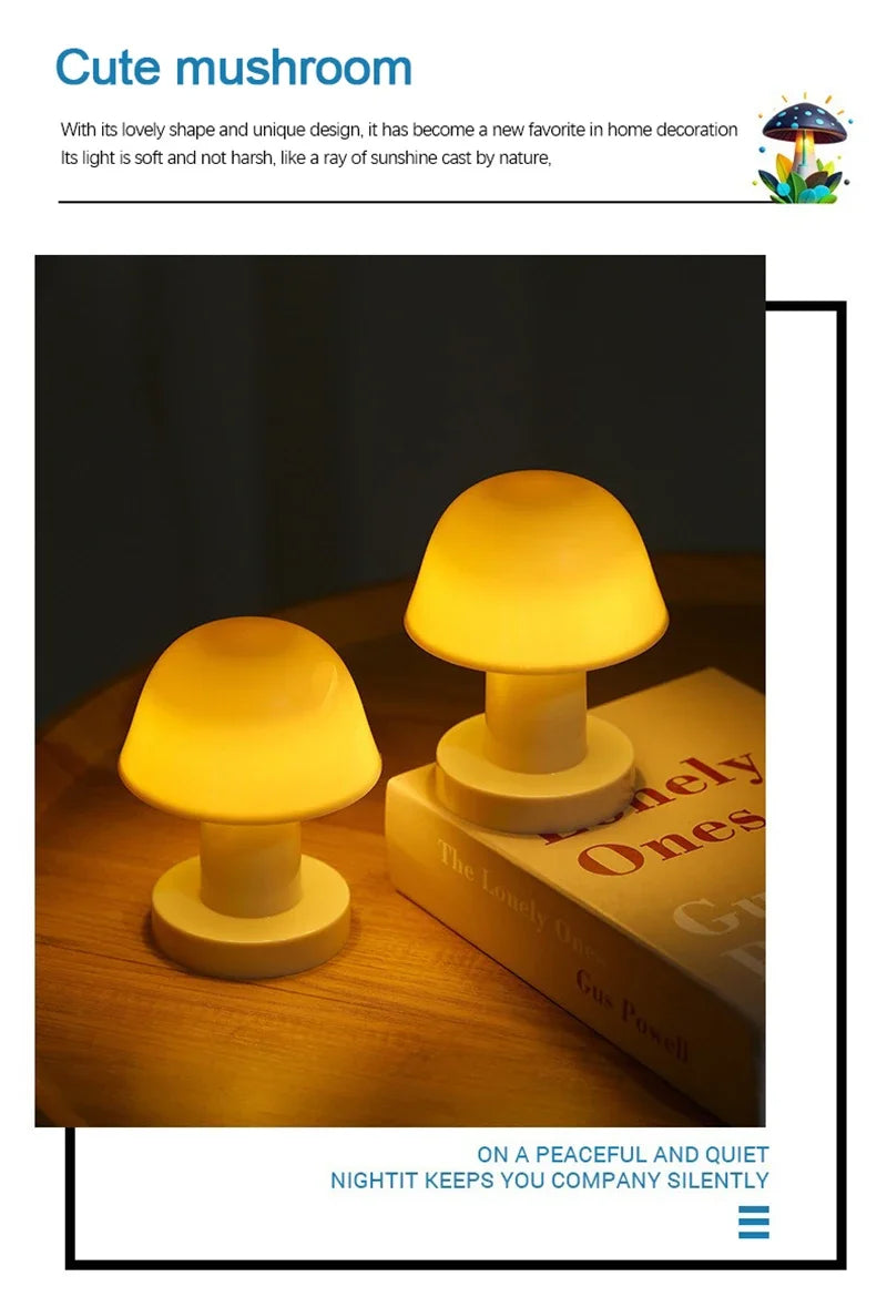 LED Mushroom Night Lamp For Desk
